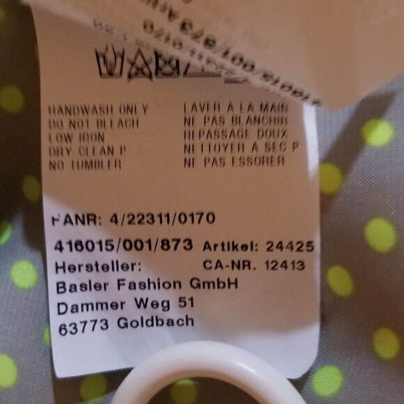 Luxury Euro Brand Basler Taupe/Neon Green Polka Dot Blazer and Shell w/Tie  44 - Picture 8 of 16